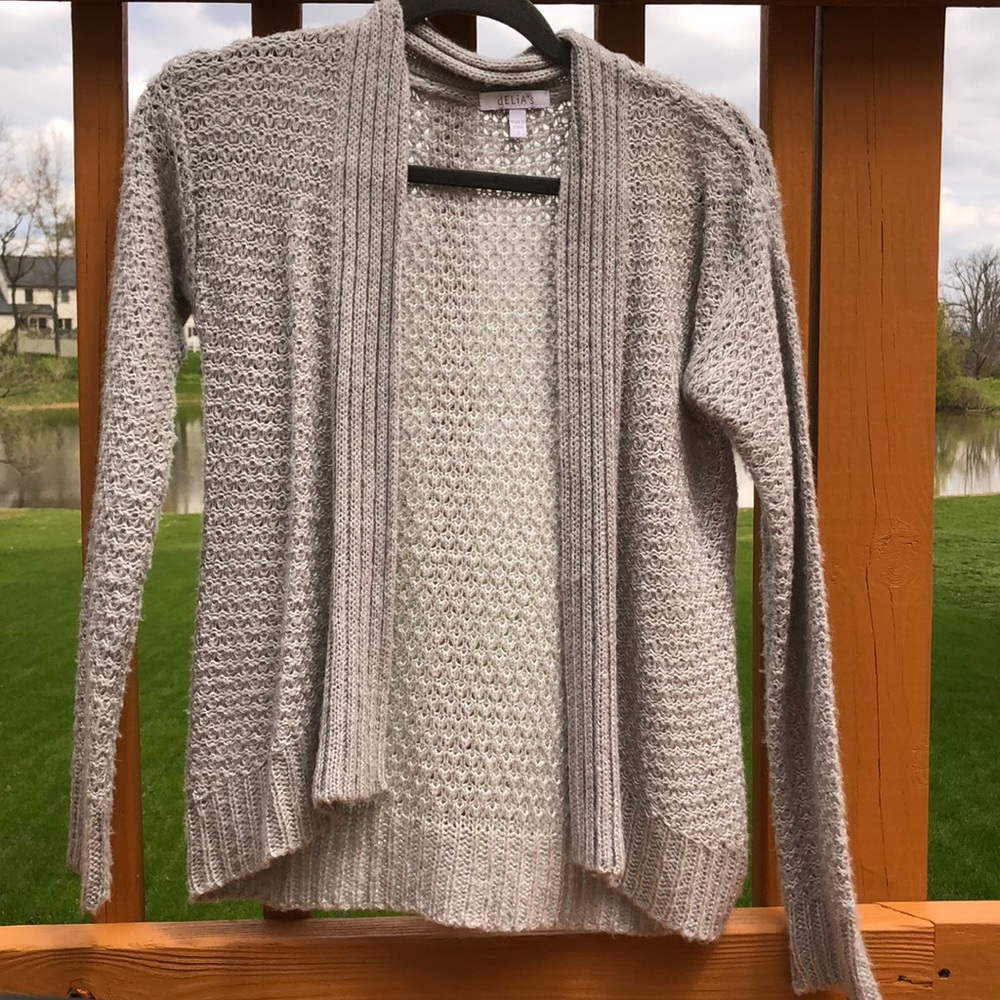 Gray cardigan sweater
